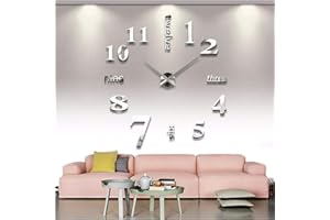 FASHION in THE CITY Large 3D DIY Wall Clock Frameless Mirror Surface Big Wall Clock Home Decoration for Living Room Bedroom Home Office Kids Room Hotel Coffee Hall Bar Wall Decoration