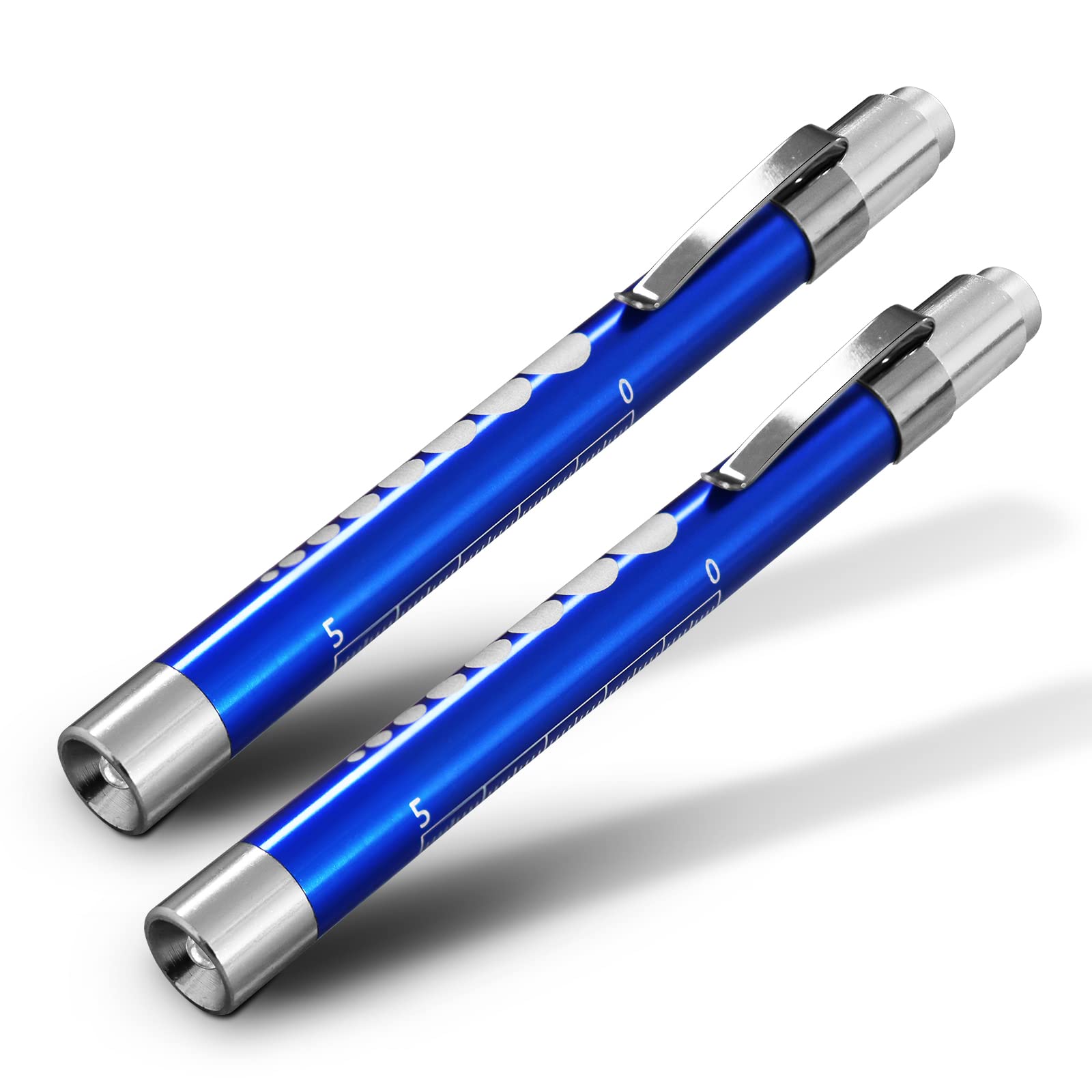 2pc Blue, RE-GEN Aluminium Re-Usable LED Doctors Nurses Pen Light Pupil Gauge Pocket Clip Torch Flashlight