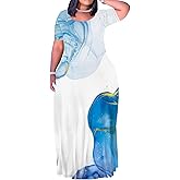 Plus Size Maxi Dresses for Curvy Women T-Shirt Summer Sun Dresses Loose Fit