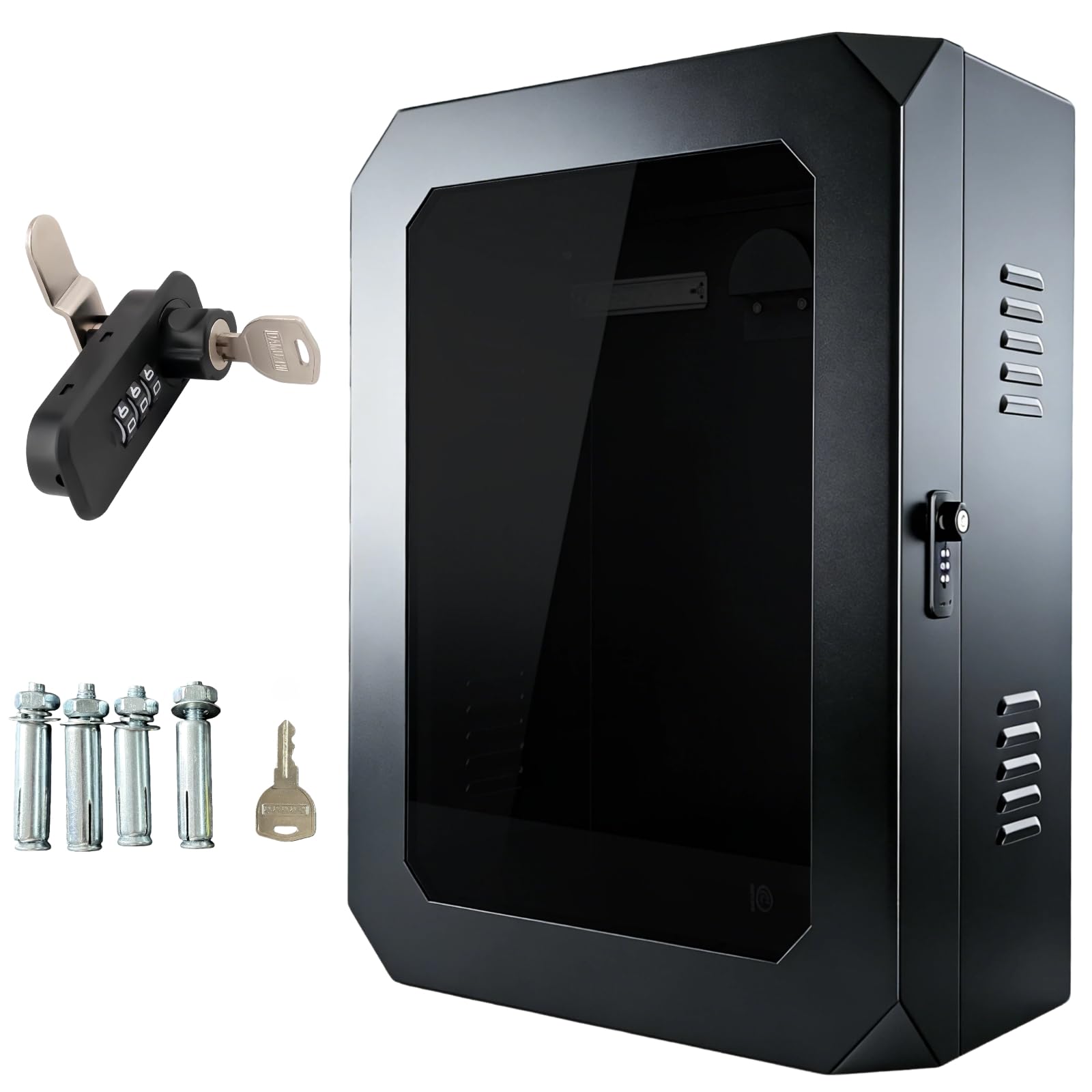 Photo 1 of HAVXJAN EV Charger Enclosure Wall Box with Lock, Wall Charging Station Box Indoor/Outdoor, Tempered Glass Front Panel,Visible, Easy to Install, Black