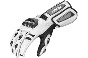 ILM Air Flow Leather Motorcycle Gloves for Men and Women Model-GRC01L (M, White-Long)