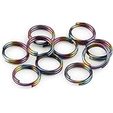 10Pcs Titanium Alloy Split Key Rings, Mini Keyrings Keychain, Colorful 10mm | EDC Outdoor Small Key chain Tool for Men Women, Key Rings for DIY Craft Jewelry Making Necklaces Bracelet Earrings, Rainbow