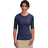 Kosher Casual Women's Modest Boat Neck Fitted Layering Top with Elbow Length Sleeves