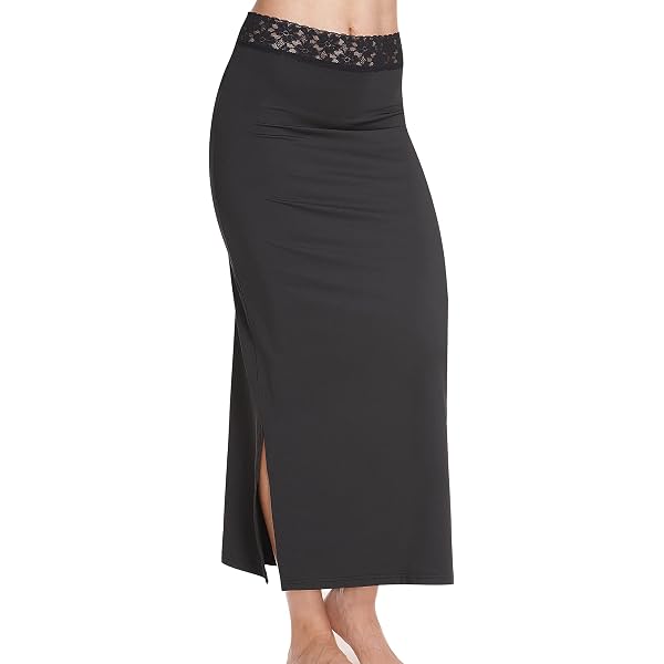 MOSCOAL Half Slip for Women Full Length Long Under Skirt with Lace Black  Small at Amazon Women's Clothing store