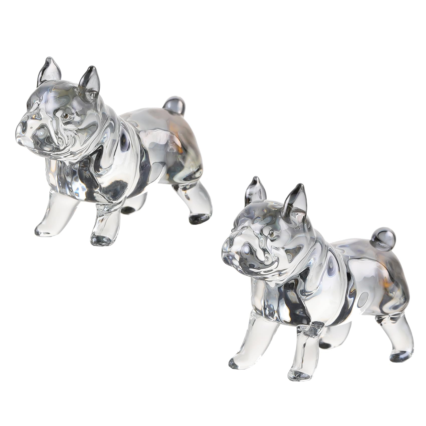 Photo 1 of Arikyrist 2PCS Grey Glass Dog Figurines - Crystal Little Dogs Gifts for Women Men Decorative Animal Ornaments for Home Table