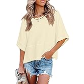 Womens Summer Casual Half Sleeve T Shirts Loose Cute Flowy Babydoll Tops Oversized Boho Tees