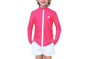 AOBUTE Unisex Kids Zipper Rash Guard Boys UPF 50+ UV Protection Sun Shirt with Thumb Hole 3-12 Years