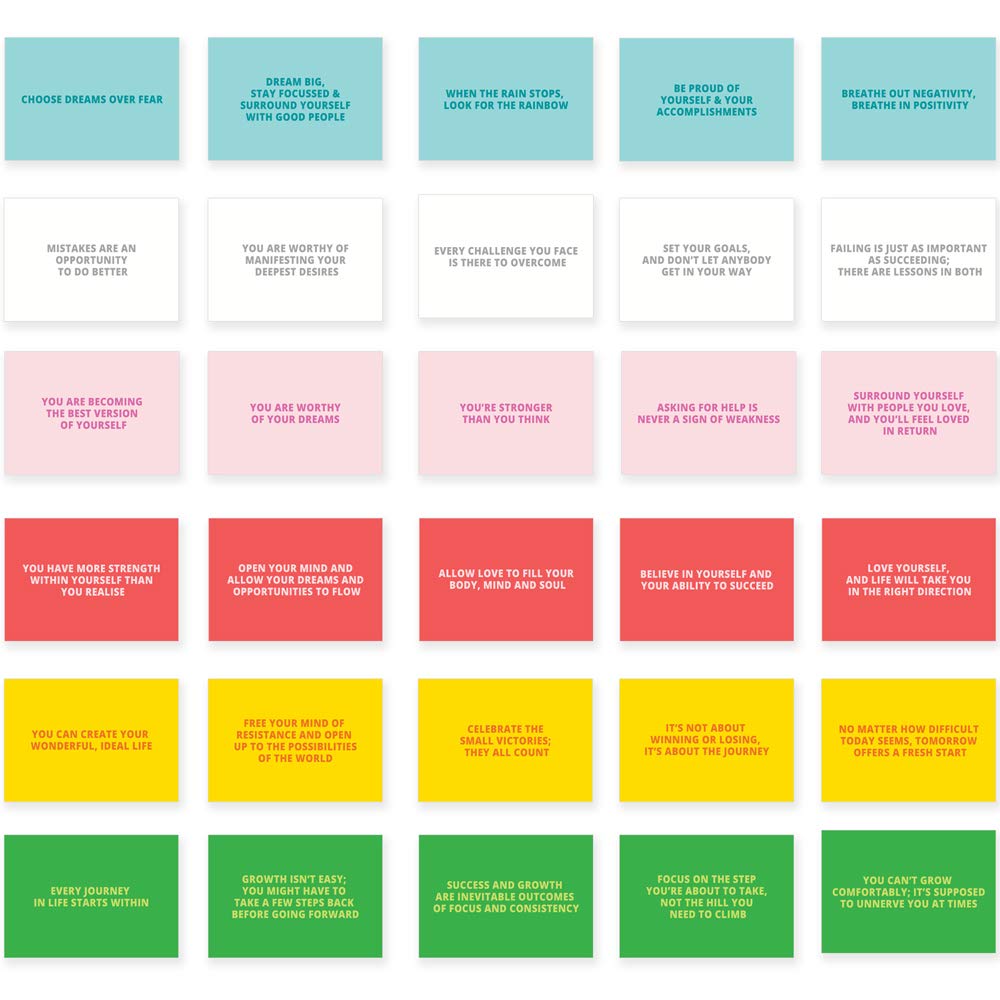 Ruby Ashley 30 Unique Motivational Quote Cards - Stocking Fillers A6 Postcards with Beautiful Words and Colourful Designs