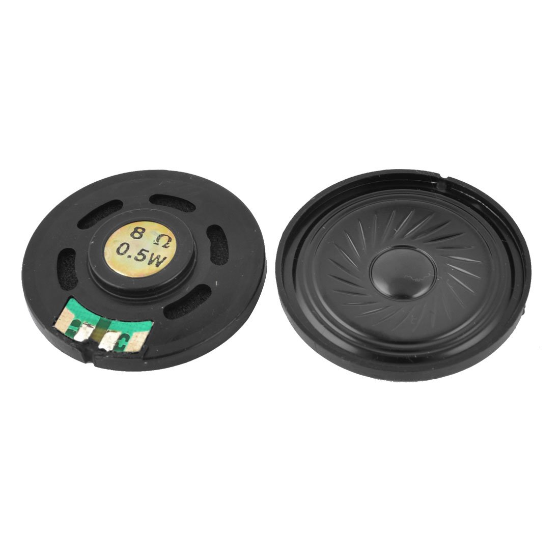 sourcing map 2 PCS Black Plastic Housing Round Internal Magent Speaker 0.5W 8 Ohm