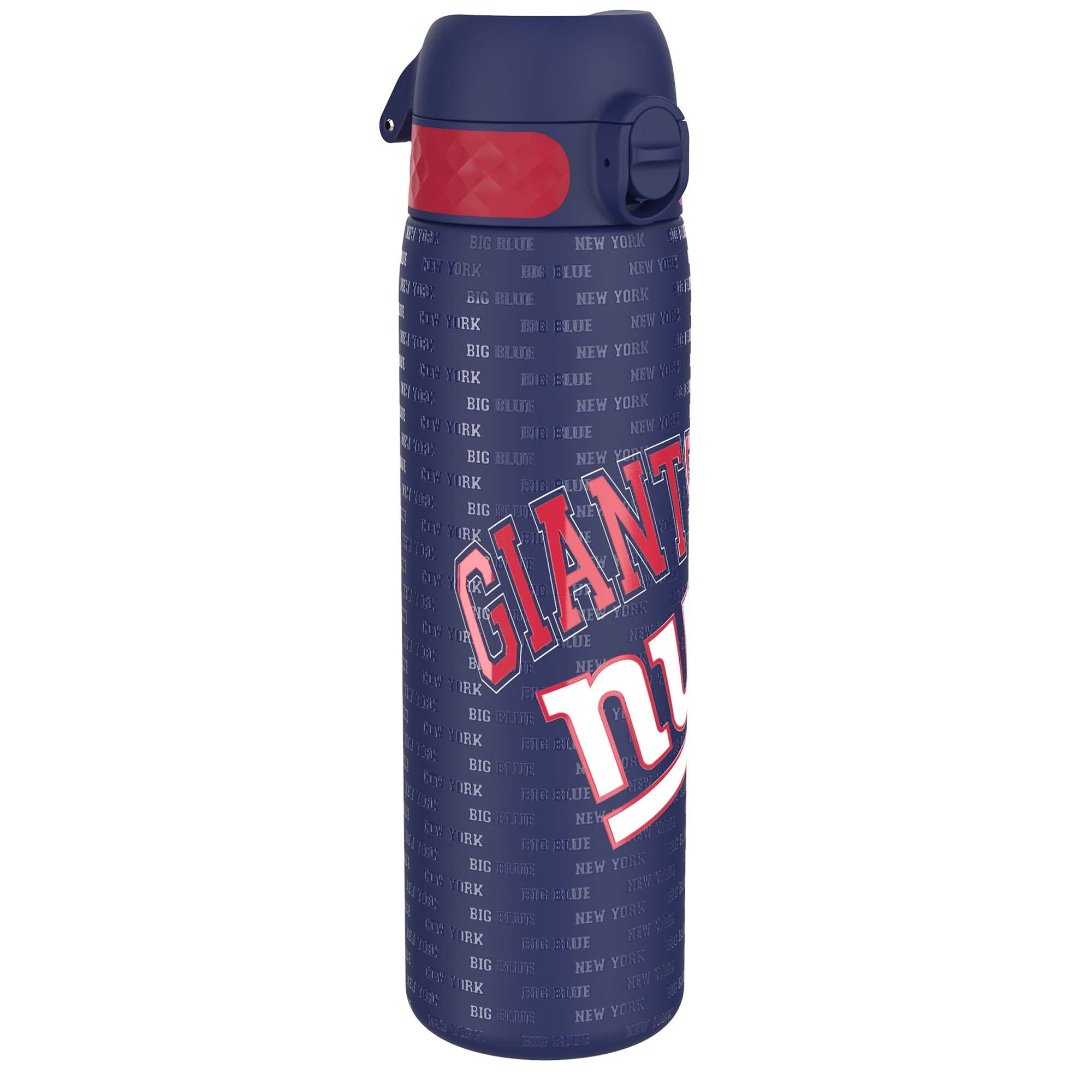 Ion8 NFL New York Giants Lightweight Steel Water Bottle, 600 ml/20 oz, Non-Insulated, Leak Proof, Easy to Open, Secure Lock, Dishwasher Safe, Flip Cover, Fits Cup Holders, Metal Water Bottle