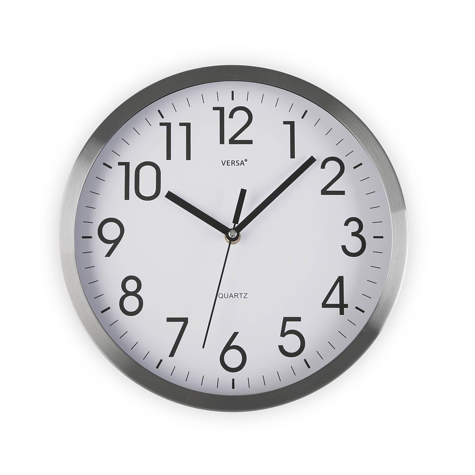 Versa 20550073 Kitchen Wall Clock, Round, White-Silver, Diameter 30 cm