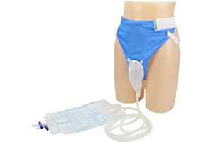 COL-PARY Urine Collection Bag Condom Catheters for Men Reusable Portable Wearable Urinary Drainage with 2 Urine Catheter Bag System (Blue-Elderly Men)