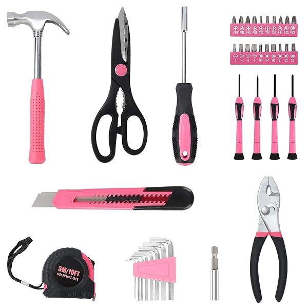 ARUCMIN 39-PIECE HOUSEHOLD TOOL SET WITH TOOLBOX STORAGE CASE FOR ESSENTIAL HOME REPAIRS, DIY, AND EVERYDAY USE IN HOME, GARAGE AND OFFICE