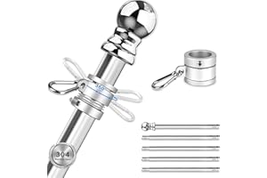 Sinyoeer 304 Stainless Steel Flag Pole, 6FT Flag Poles Outdoor with Swivels Flag Pole Rings, Flagpole for House, Outdoor, Wal