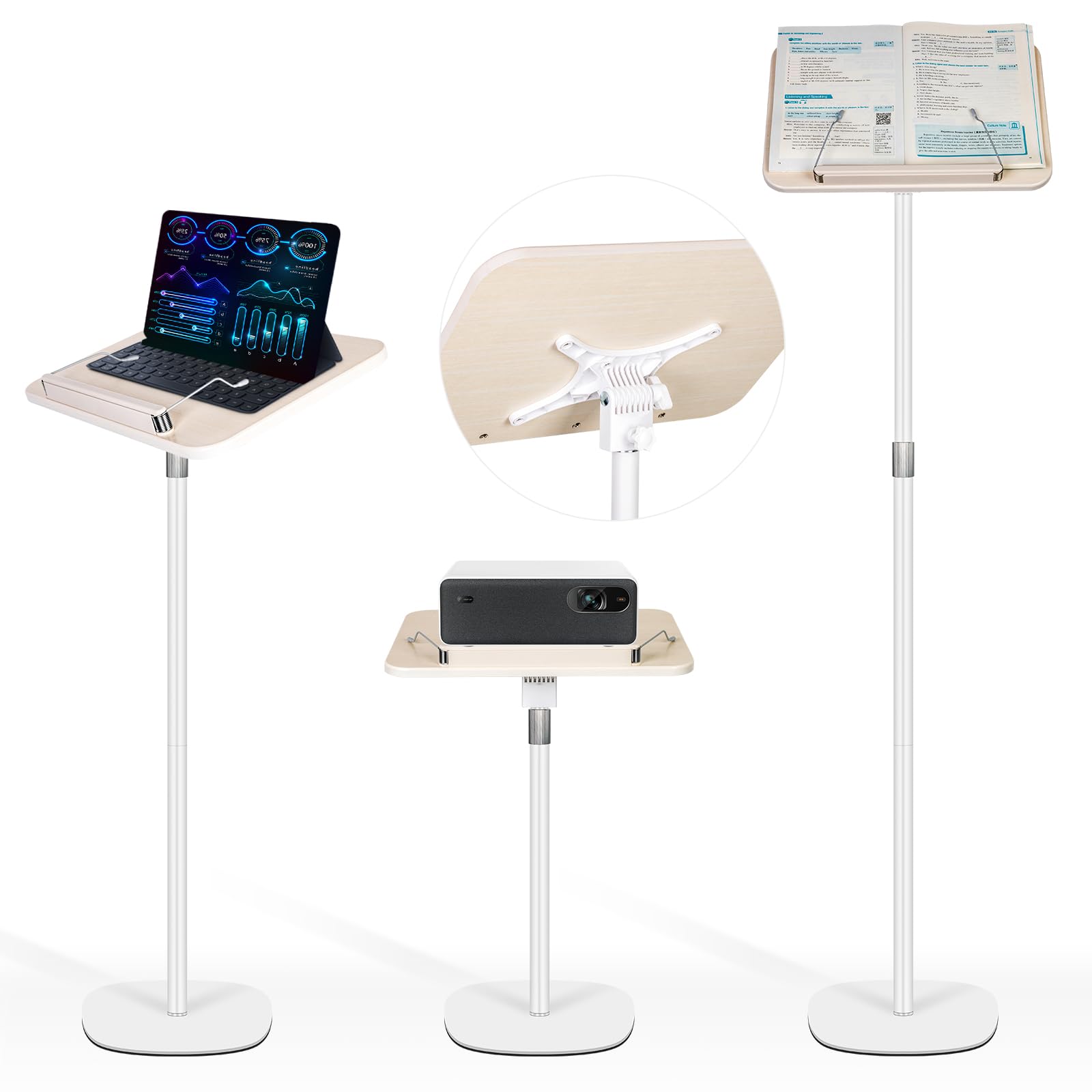 Photo 1 of TNNOP Floor Standing Book Stand, Foldable Book Holder for Reading with Page Clips, 19"–51" Height Adjustable, Sturdy Podium Stand for Reading, Bible, Laptop, Cookbooks, or Projector