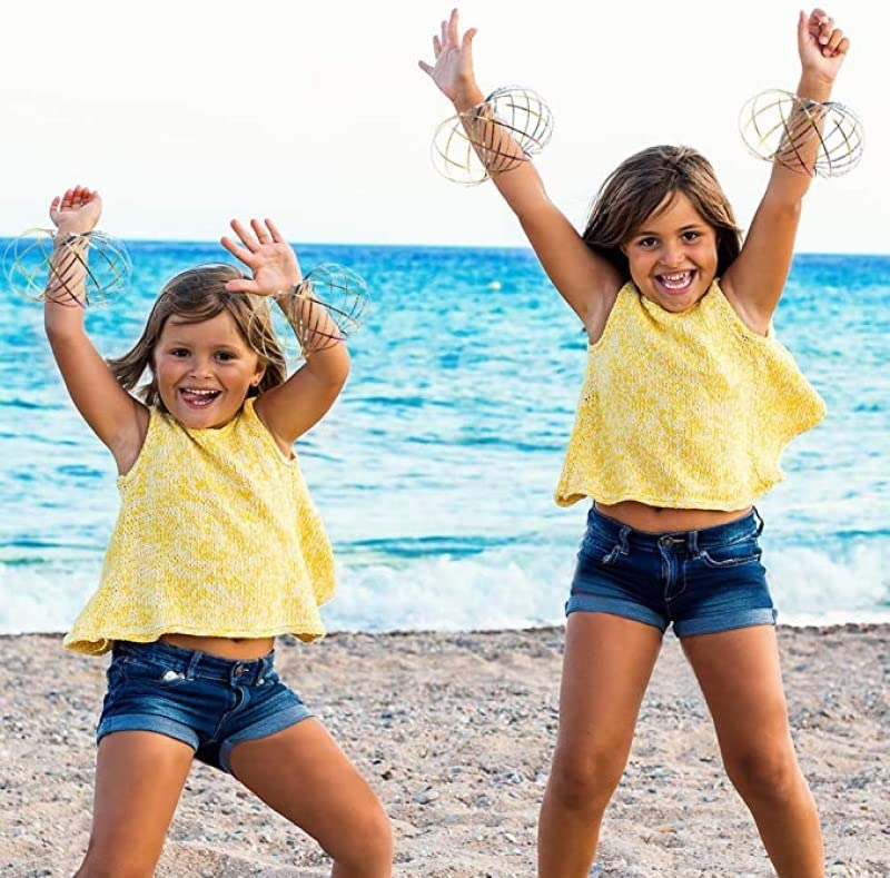 9 Pack Flow Spinner Ring Arm Magic Spring Arm Flow Sculpture Ring Colored Magic Kinetic Spring Interactive Stress Relief Rings Festival Accessories (Colorful)