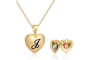IEFWELL Locket Necklaces for Girls Gifts That Holds Pictures, 14K Gold Plated Heart Picture Necklaces for Girls Women Initial Locket Necklaces for Teen Girls Gifts for Girls Jewelry