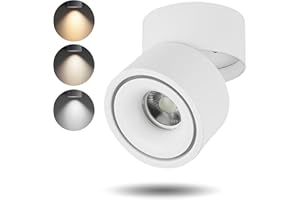 SUNMEIYI LED Dimmable Ceiling Spotlight 12W 3CCT Adjustable Indoor Directional Spotlight Fixtures 3000K/4000K/5000K for Room Living Hallway Gallery Art Light,CRI93 1200LM (White)