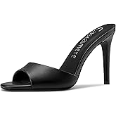 Castamere Women's Heeled Mules Round Peep Toe High Heels Slip On Backless Sandals Party Dress Shoes 3.9 Inches Heels