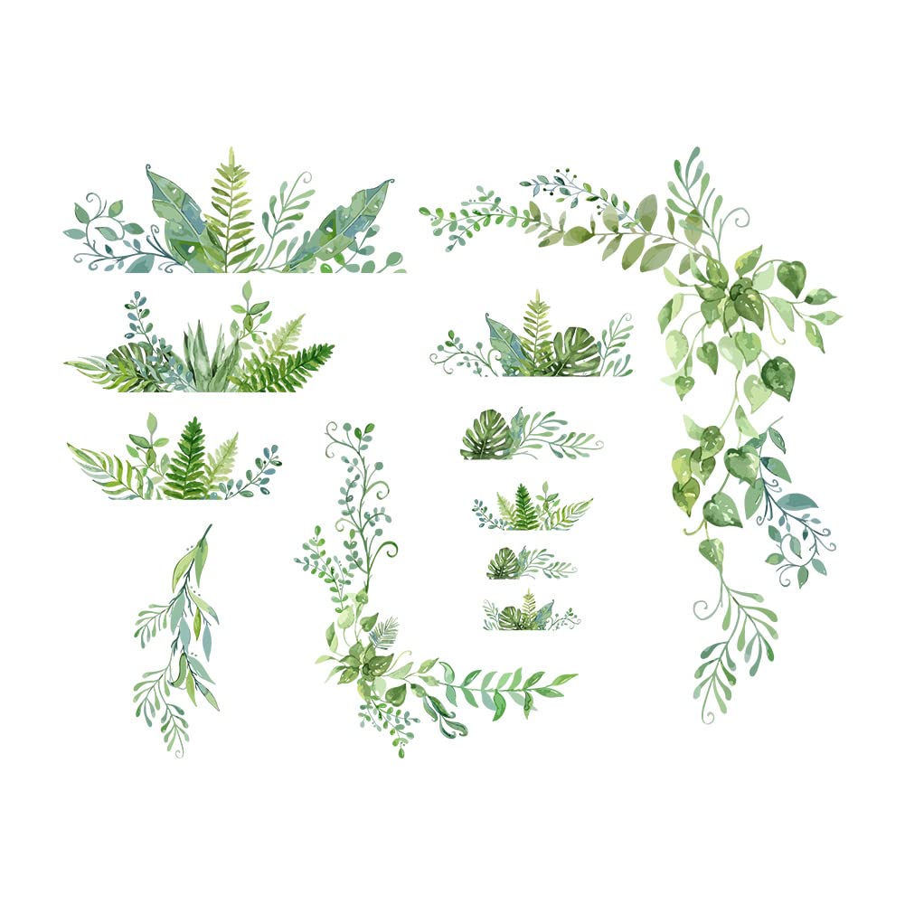 SUPERDANT Green Plants Wall Stickers Tropical Leaf Wall Decals Hanging Vines Peel and Stick Nursery Vinyl Art for Living Room Bedroom Balcony Corridor Window TV Florist