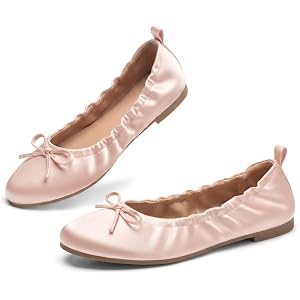 Coutgo Women's Ballet Flats, Bow Round Toe Slip On Dress Shoes Comfortable Flats for Work Casual