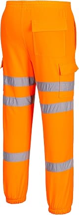 Portwest RT48 Men's Hi Vis Joggers Orange Size M - 3 Band Reflective Workwear view 2