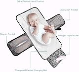 Lekebaby Portable Nappy Changing Mat Grey with Wipe-Pocket & Head Cushion view 4