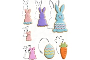 Liiaiyter Easter Bunny Cookie Cutter Set, 7PCS Stainless Steel Easter Bunny Egg Cookie Cutters, Assorted Sizes Including 8 In