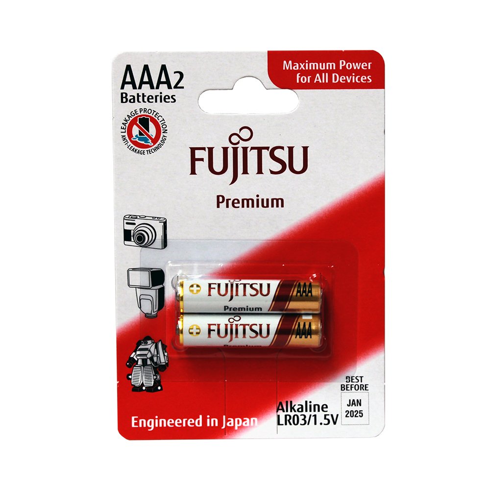 Fujitsu fb84050 – Pack of 2 Premium Alkaline Batteries (LR03 FP, Size AAA)