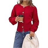 Verdusa Women's Winter Clothing Heart Cropped Cardigan Sweaters Cinched Waist Knit Tops