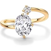 PAVOI 14K Yellow Plated Toi Et Moi 3CT Cushion Cut Cubic Zirconia Stone Wraparound Engagement Promise Ring for Women - Statement Ring