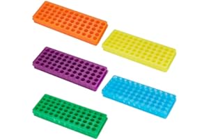 OLYCRAFT 5PCS Polypropylene Microcentrifuge Tube Rack, Double Panel 60-Well Centrifuge Test Tube Holder for Chemistry Laboratory - Assorted Colors