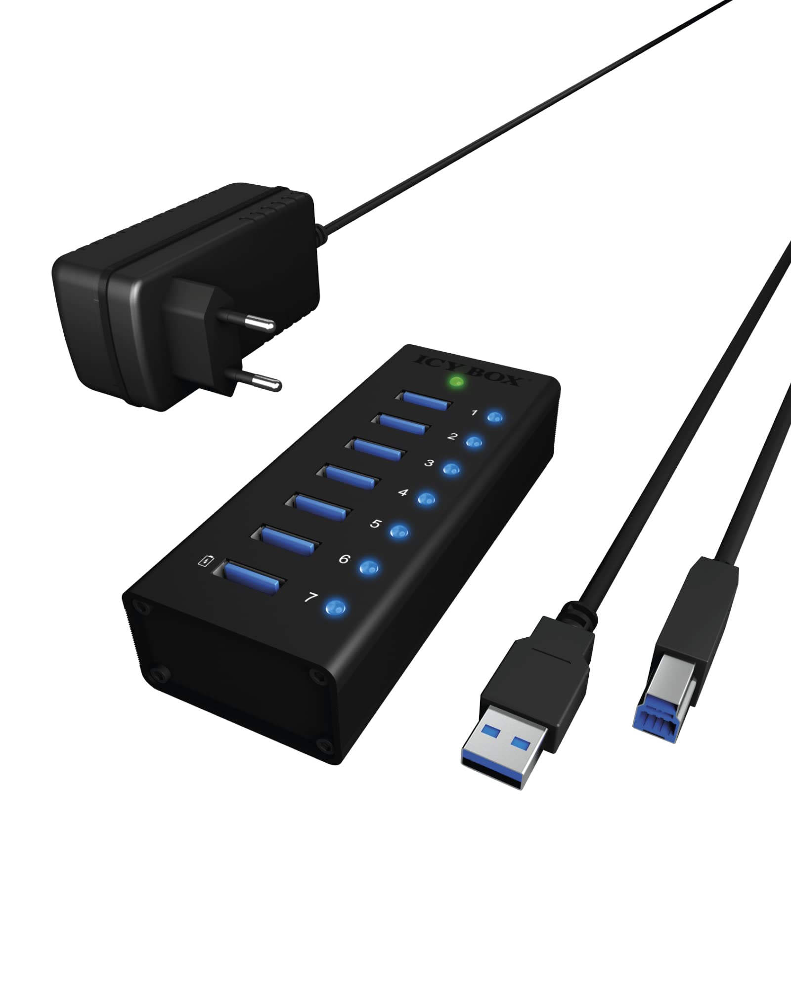 Icy Box IB-AC618 7 Port USB 3.0 Hub with USB Charge Port