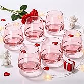 Colorsavant Pink Stemless Wine Glasses Set of 6 – 14oz Hand-Blown Lead-Free Crystal Pink Glassware for Wine, Gifts for Women, Wedding, Birthday