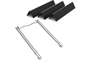 Rushare 7635 Flavorizer Bars and 69785 Grill Burner Tubes for Weber Spirit I & II 200 Series E210 E220 S210 S220 with Front Control Gas Grills, for Weber 15.3” Flavor Bars & 18” Burner Pipe