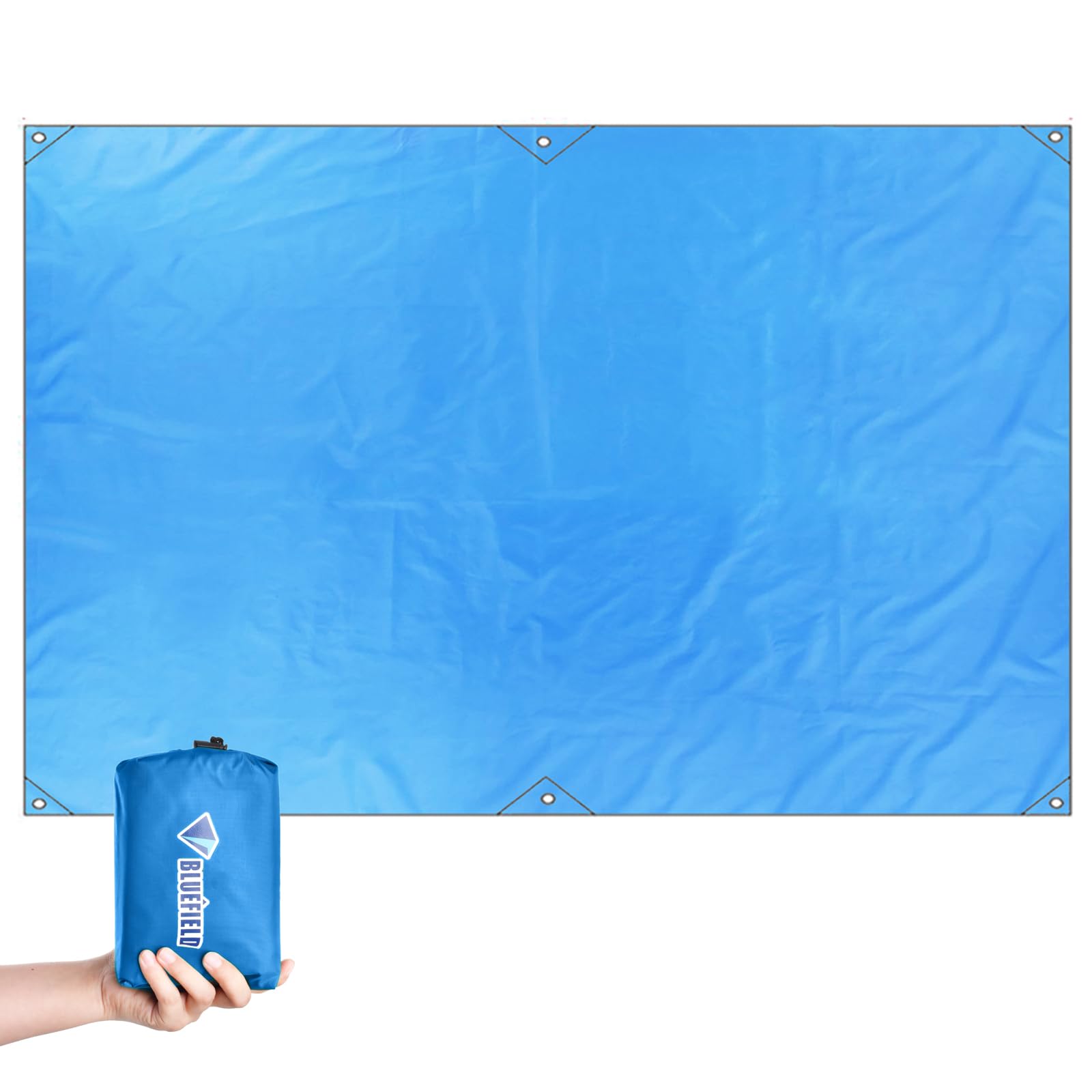 TRIWONDER Tent Tarp Groundsheet Tarpaulin Waterproof Camping Tarp Tent Footprint Awning Picnic Mat Hammock Rain Fly (Blue, M - 2.2 x 1.8 m)