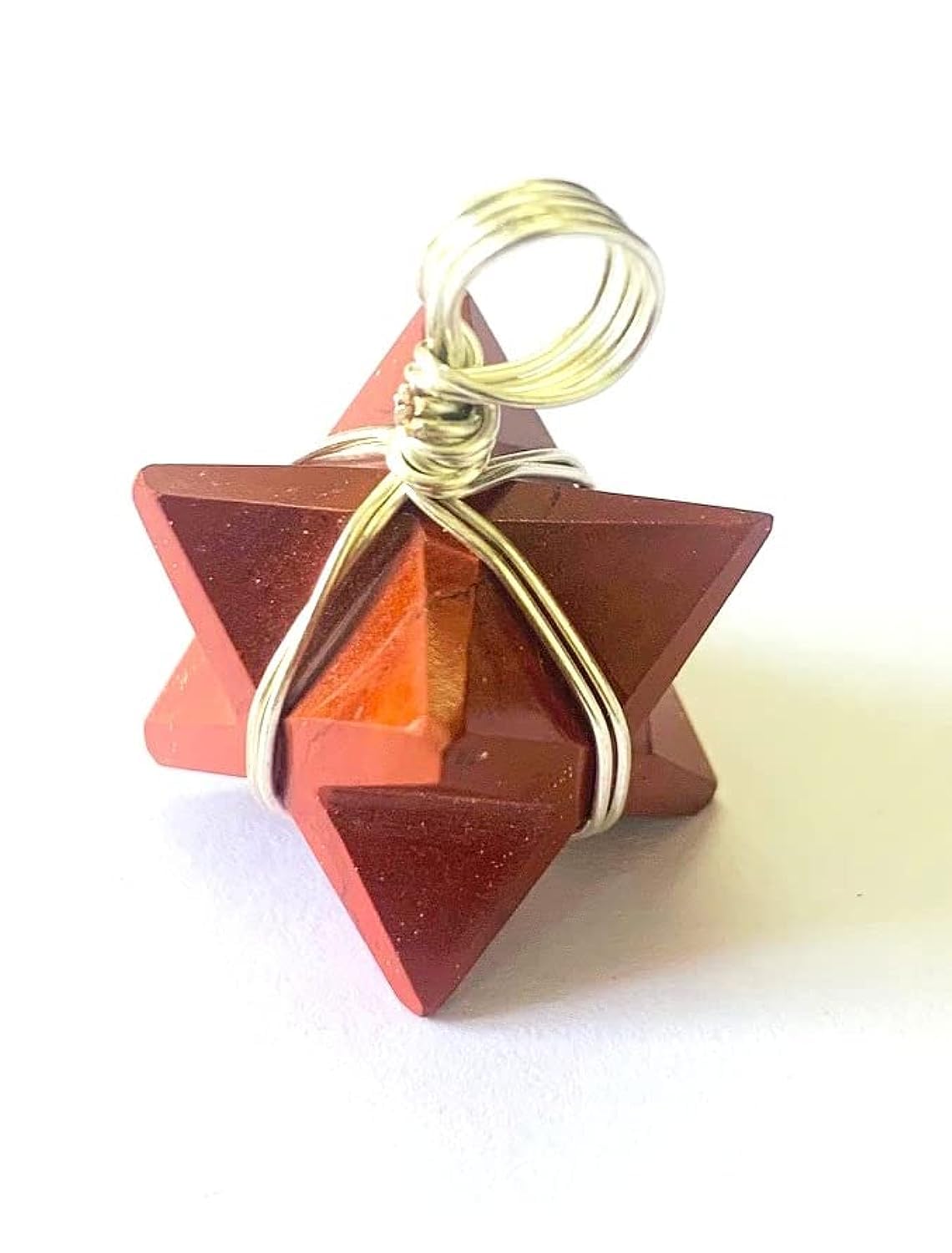 CRYSTALMIRACLE Red Jasper Gemstone 18 Mm Merkaba Star Pendant Crystal Healing Fashion Accessory Gift Chakra Wellness Handcrafted Positive Energy