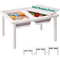Table Sensorielle FUNLIO En Bois Avec 2 Bacs - Réglable En Hauteur Pour Enfants 1-5 Ans | Jeux Intérieur/extérieur
