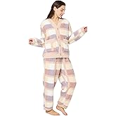 Kgromfy Women 2 Piece Lounge Sets Fuzzy Plush Pajamas V Neck Cardigan Outfit Long Pants Comfy Matching Loungewear Sleepwear