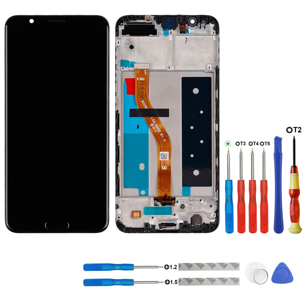 swark LCD Display Compatible with Huawei Honor V10 BKL-AL00 BKL-AL20/Honor View 10 Global BKL-L09 Replacement Black Touchscreen with Tools (Frame with Fingerprint)