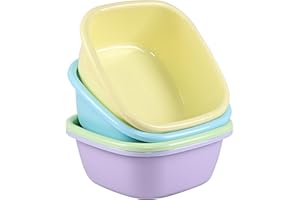 Waikhomes 12 Quart Plastic Small Wash Basins, Colorful Household Square Wash Basin, 4 Pack