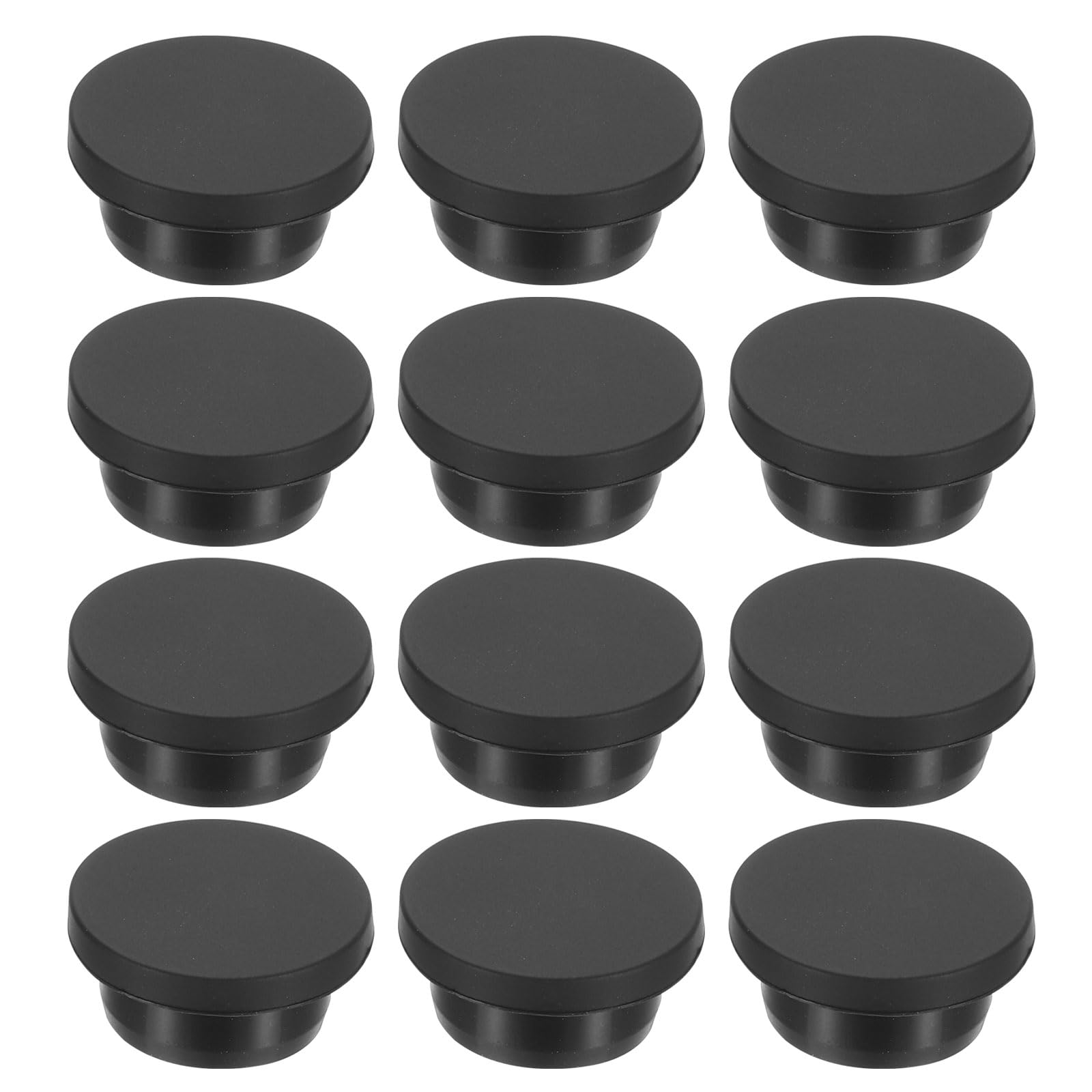 PATIKIL 24.5mm Diameter Silicone Rubber Black Hole Plugs, 12 Pcs, 23.5-24.2mm Hole Size