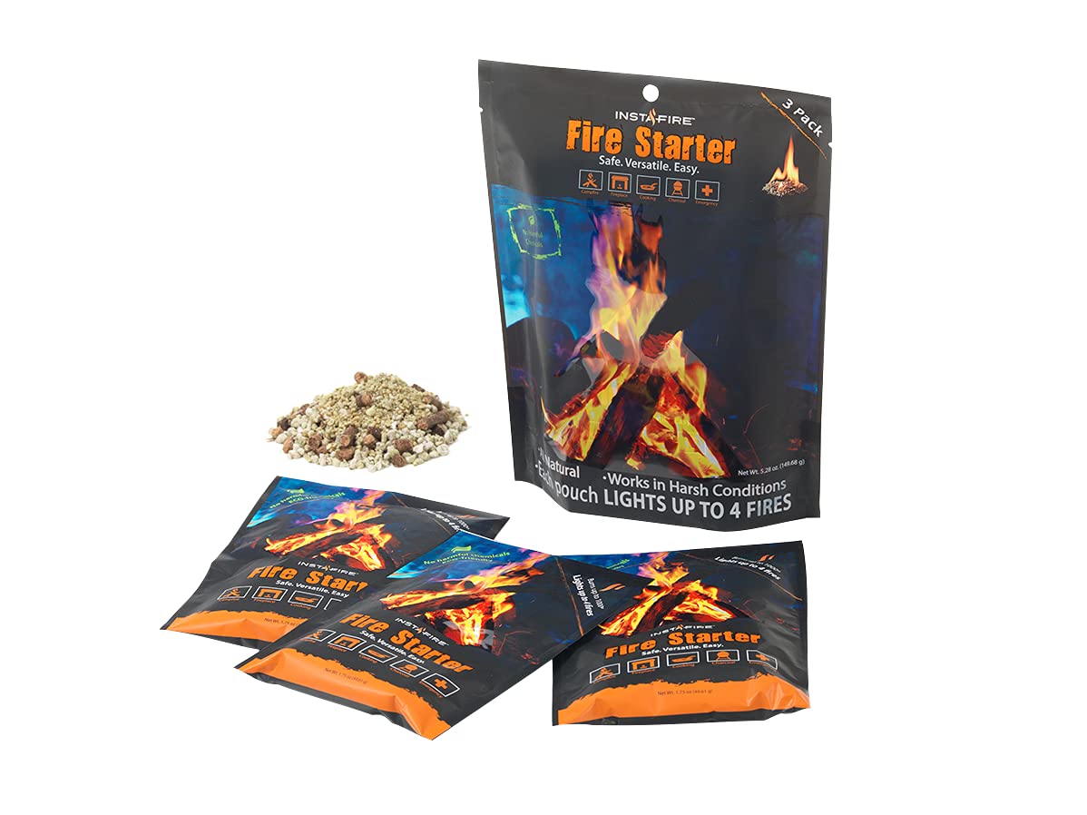 Photo 1 of (4 Packs) Insta-Fire Fire Starter Perfect for Camping, Emergencies, Hiking, Fishing, Boating, Fire Pits, Grilling, Survival, Preppers, Food Storage, Boiling Water (as Seen on Shark Tank!)