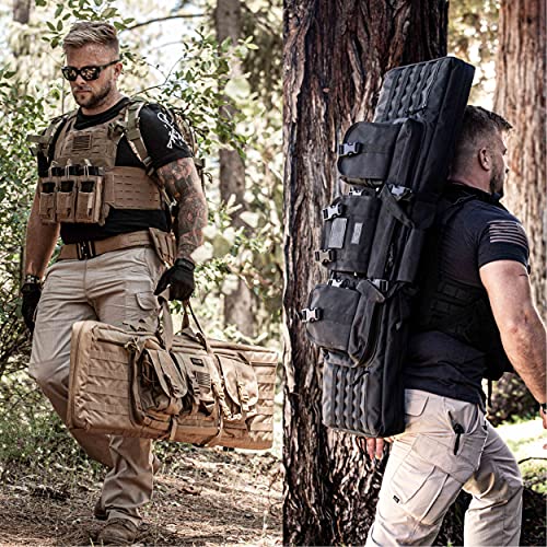 Tacticon Double Rifle Bag 2 Rifles + 2 Pistols Tuckable Backpack