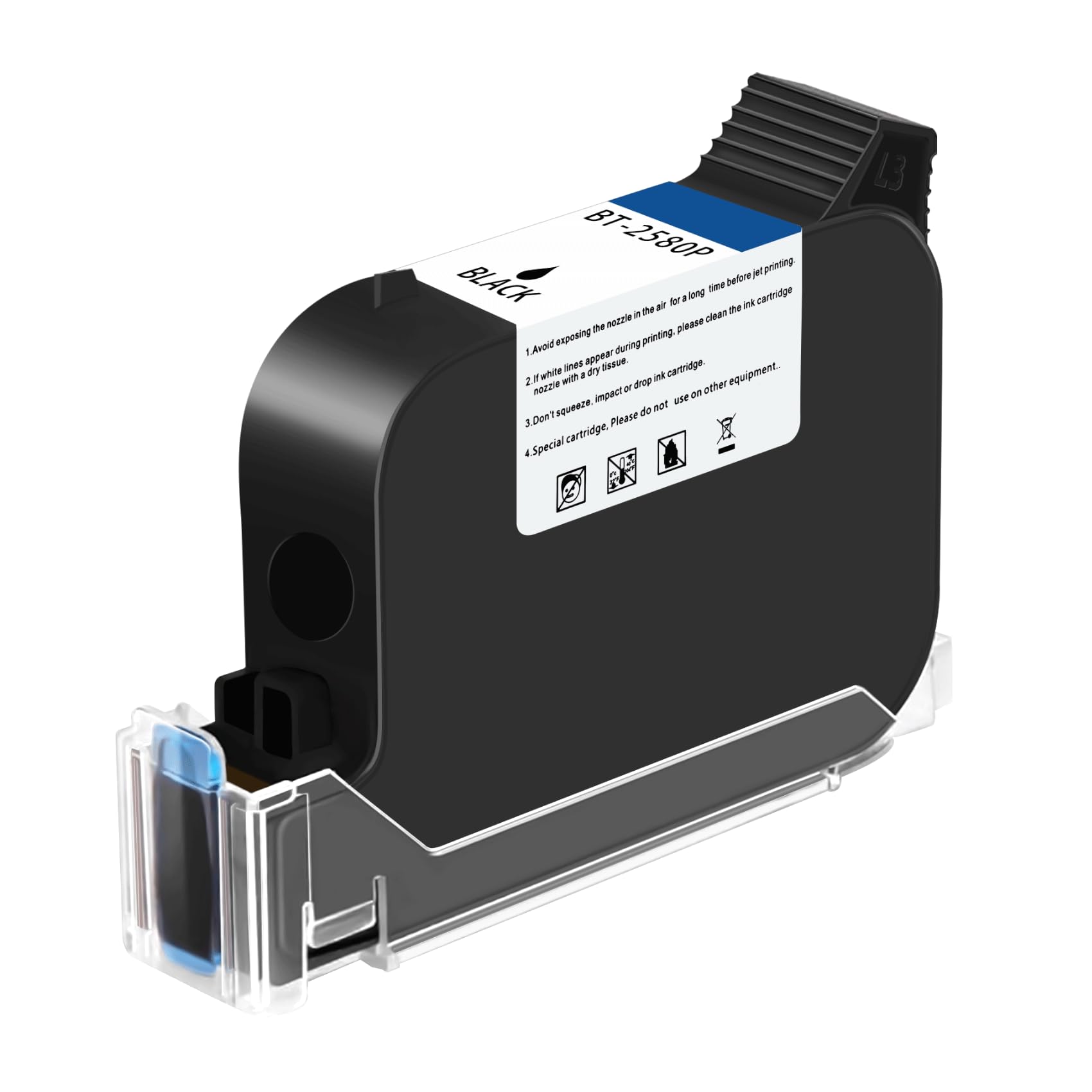 OLYBSJET Original Solvent Fast Dry Ink Cartridge BT-2580P Replacement for (BT-HH6105B2) (BT-HH6105B3) Handheld Inkjet Printer (Black)