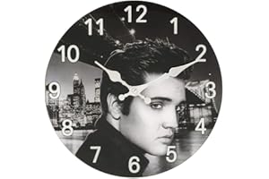 Happy Homewares Stunning Elvis Presley Themed Photo Printed Glass Wall Clock