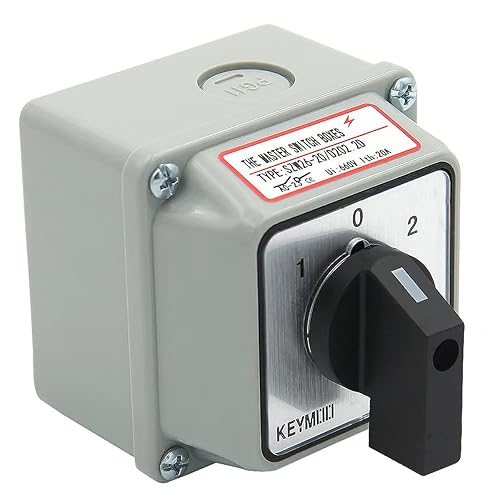 KEYMOO 20A Rotary Changeover Switch with Exterior Box,3 Position 2 ...