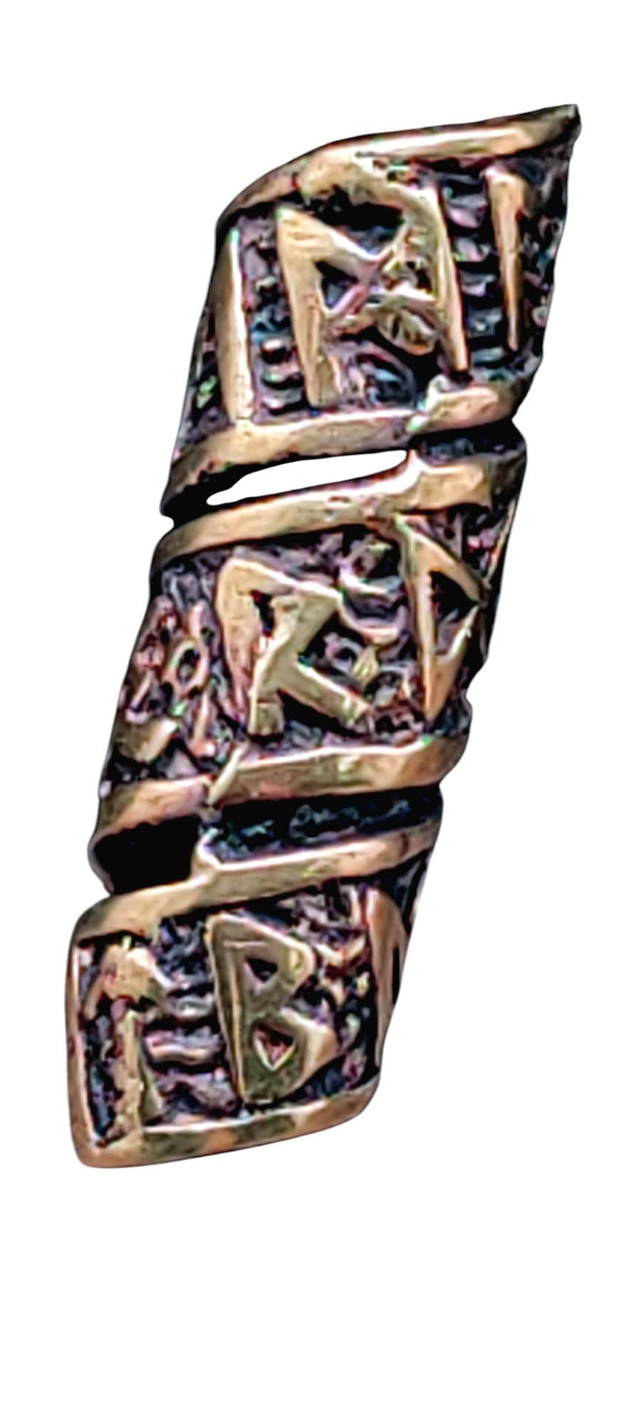 Rune Alphabet Bronze Hair Beard Beads, 6 mm