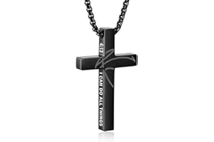 Gnamy Basketball Cross Necklace for Boys Men, Cross with Bible Verse Stainless Steel Pendant Chain Christmas Birthday Game Day Christian Religious Jewelry Gifts for Son Kids Teenage Teen Stuff