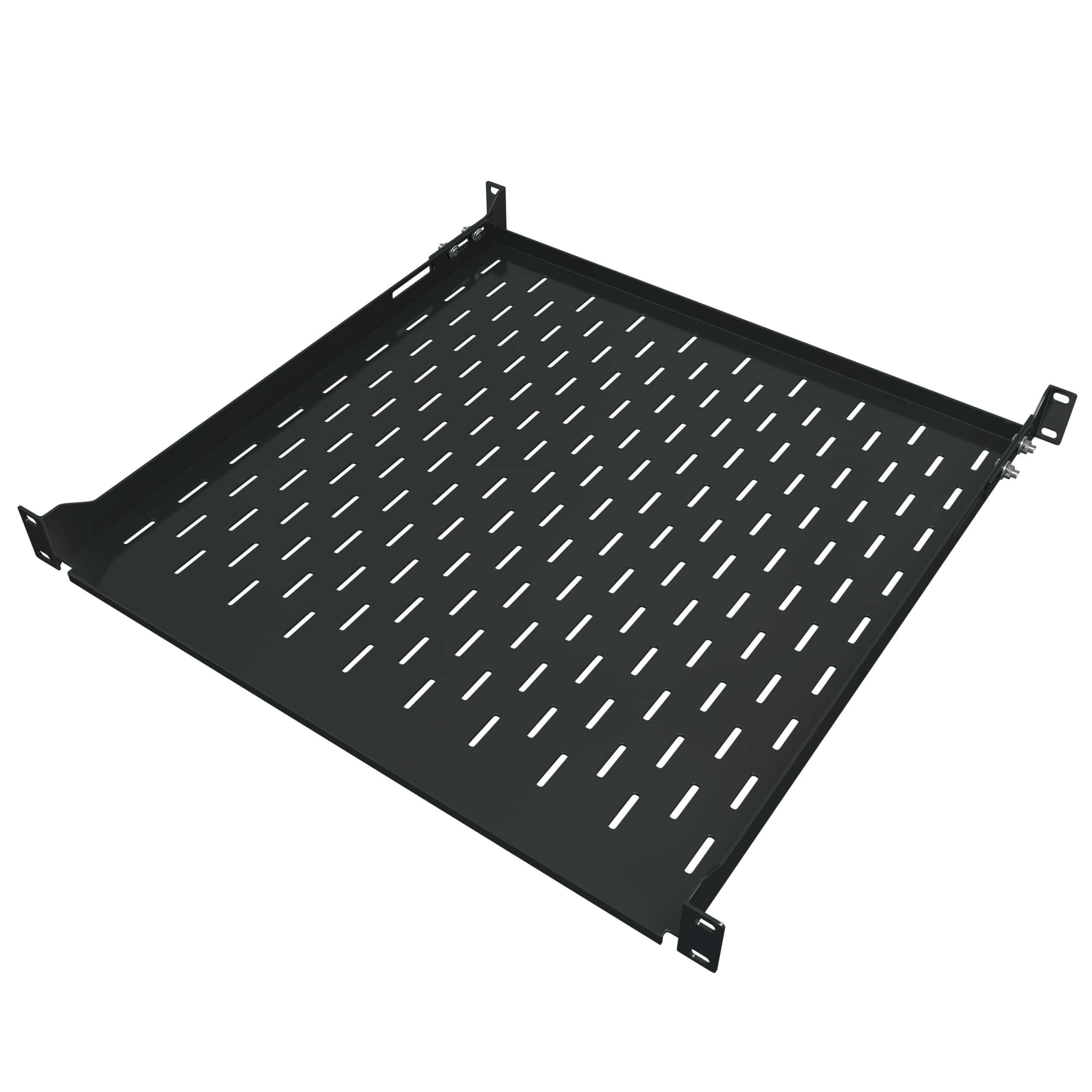 Photo 1 of 1U Server Rack Shelf - 19" Rackmount Tray - 17.7" (450mm) Deep 4-Post Fixed Mount for Computer Network/AV/IT Equipment Cabinet Enclosure - Vented for Maximum Airflow (Black) - Tupavco TP1711